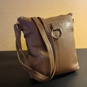 Bueno Brown Leather Crossbody Bag